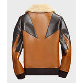 Herren-Fliegerjacke aus Leder in Colorblock-Optik mit Shearling-Futter